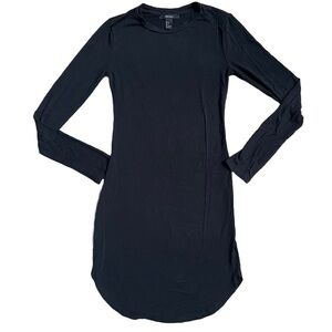 FOREVER 21 BLACK LONG SLEEVE FITTED MINI DRESS WITH CURVED HEM SIZE SMALL
